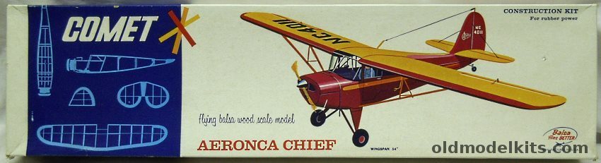 Comet Aeronca Chief - 54 inch Wingspan for R/C for Free Flight, 3506 plastic model kit